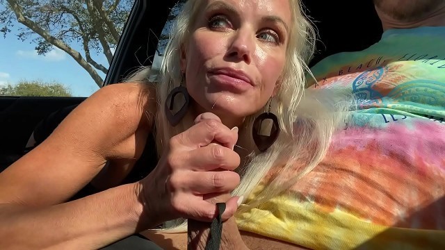 Blonde MILF Gives Public Blowjob to Friends Husband