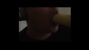 Femboy Practices Blowjobs on Banana