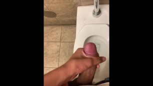 Young Mixed Teen Cums in Public Restroom