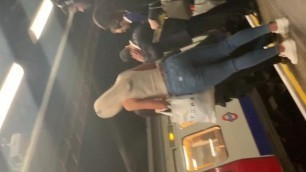 Tight Jeans Ass on Sexy Blonde on London Tube