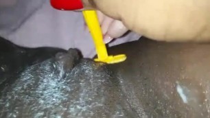 Shaving Thick Ass Pussy , Black Juicy Pussy