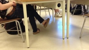 Teen Girl Shoeplay in School