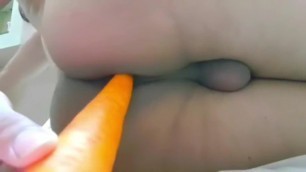 Sissy Slut Anal Ass Dildo Trainer - Sissy Bunny Hops on a Carrot