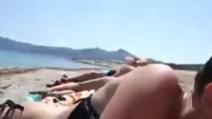 Sexy Blonde Sucks that BWC right on the Beach in Public!