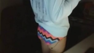 Very Shy Girl Flashing and Mooning on Skype