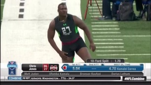 Chris Jones' Penis came out during the NFL Combine 40-yard Dash