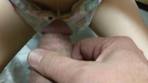 Pissing in my Sex Doll's Soaked Baby Diaper