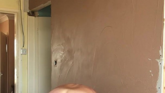 Nude builder plastering part 1