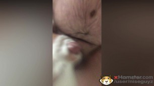 Fat hairy guy stroking and cumming in the shower.