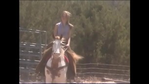 Stunning blonde cutie April Flowers takes lessons of horseback riding and seduces stable-man