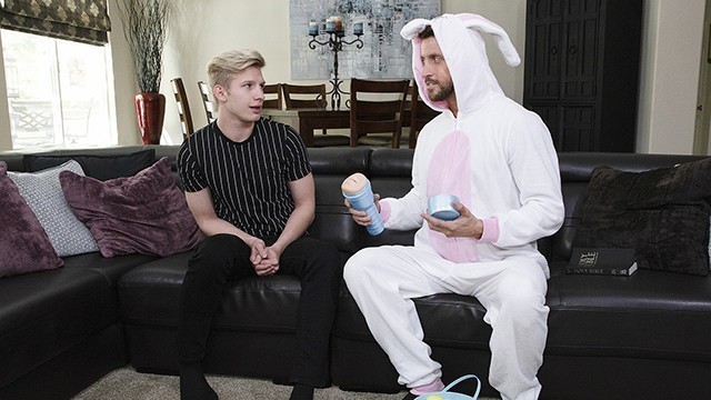 Stepdad in Easter Costume Cums inside Boy