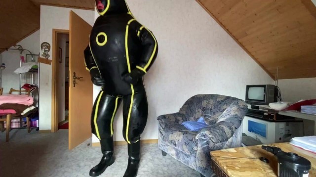 Full try on MD-Latex Inflatable Cyborg Hazmat Suit
