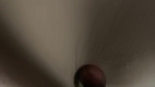 Jerking against the Wall and Cumming in Shower